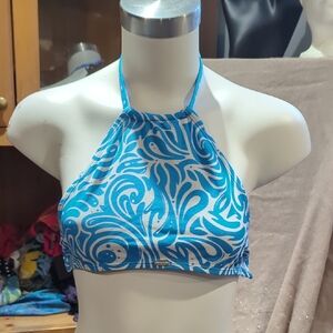 Blue Halter Bikini Top